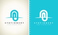 Stationery logo vector. Paper clips design.